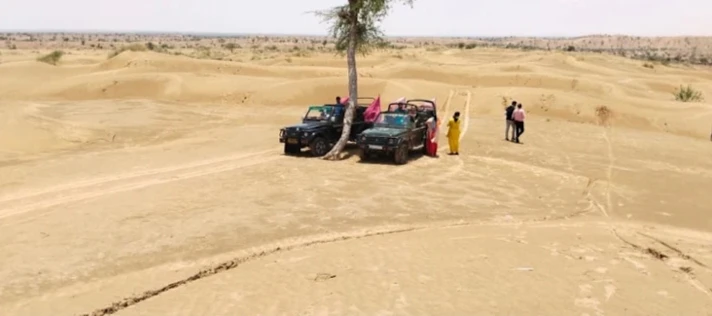 Desert dunes canopy seating for sunset tea and refreshments in Osian